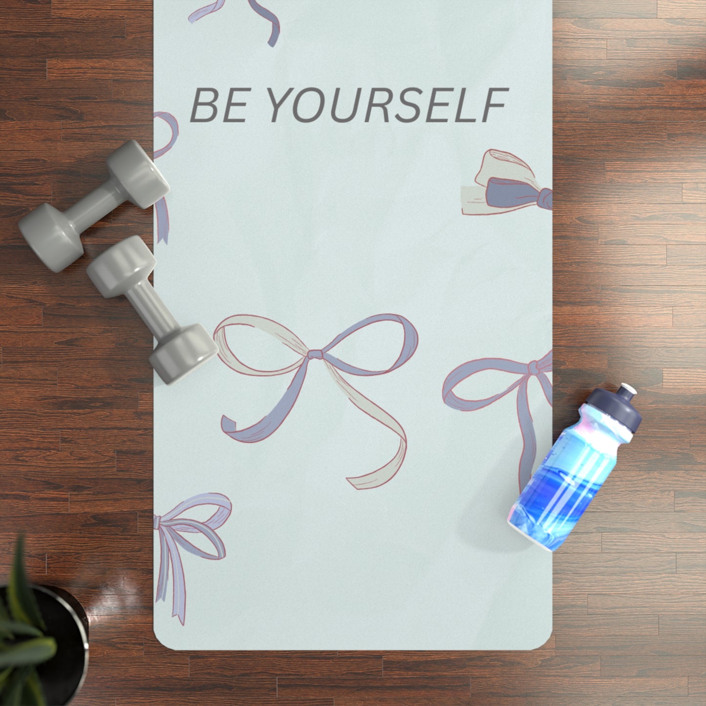 Stylish Rubber Yoga Mat - 'Be Yourself' Inspirational Mat for Yoga, Fitness, Gift for Her, Mindfulness Practice
