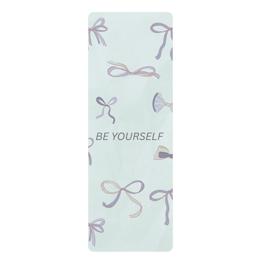 Stylish Rubber Yoga Mat - 'Be Yourself' Inspirational Mat for Yoga, Fitness, Gift for Her, Mindfulness Practice